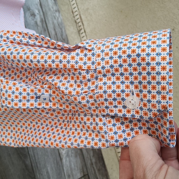 Cinch Men's Blue & Orange Geometric Patterned Button Down Shirt Size XXL - Picture 6 of 8